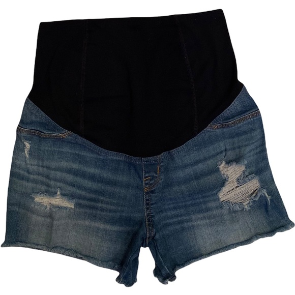 Maternity Shorts Distress Wash Denim Ripped Jean Shorts Size 2 / 26 - Picture 3 of 12